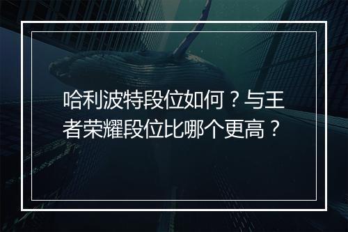 哈利波特段位如何?与王者荣耀段位比哪个更高?