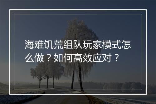 海难饥荒组队玩家模式怎么做？如何高效应对？