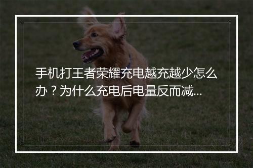 手机打王者荣耀充电越充越少怎么办？为什么充电后电量反而减少？
