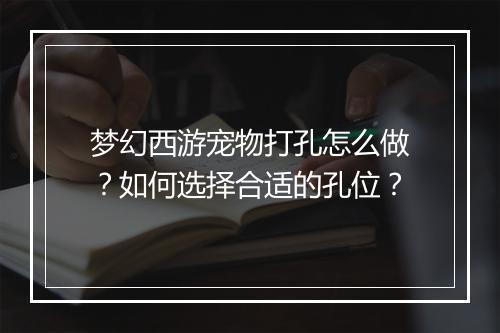 梦幻西游宠物打孔怎么做？如何选择合适的孔位？