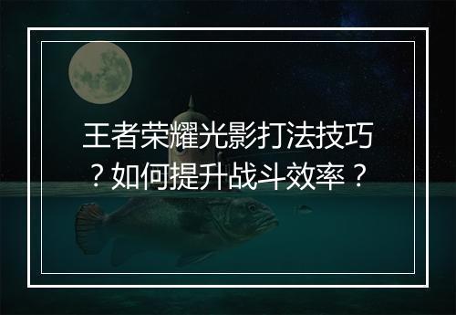 王者荣耀光影打法技巧？如何提升战斗效率？