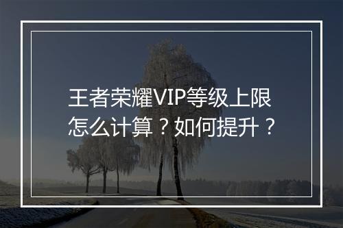 王者荣耀VIP等级上限怎么计算？如何提升？